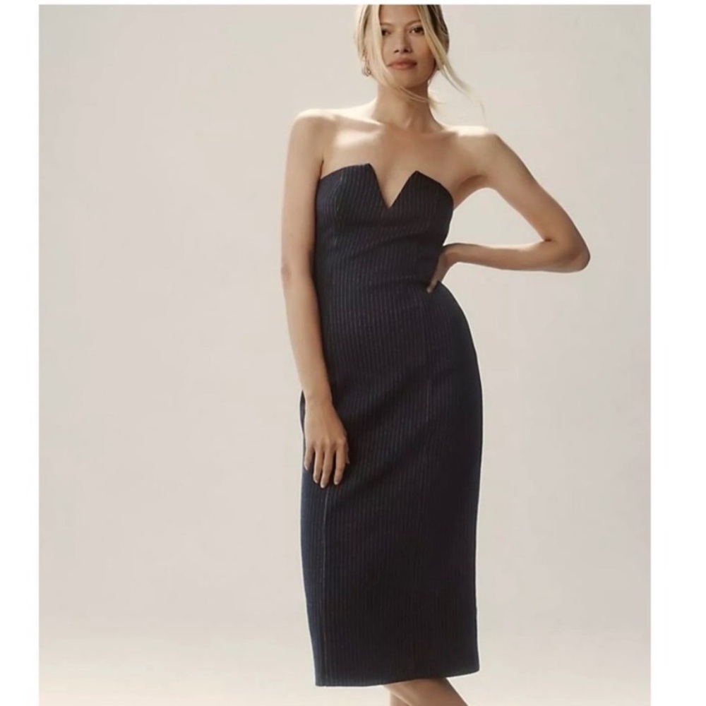 NWT Anthropologie strapless pinstripe dress